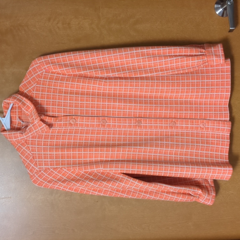 Handmade Orange & White Button Down Shirt - NWT - Plaid